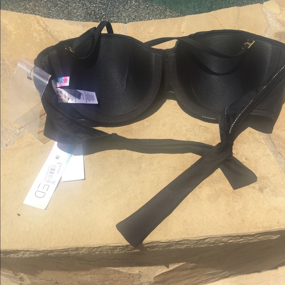 Black classic bandeau bathing suit top - Picture 5 of 7